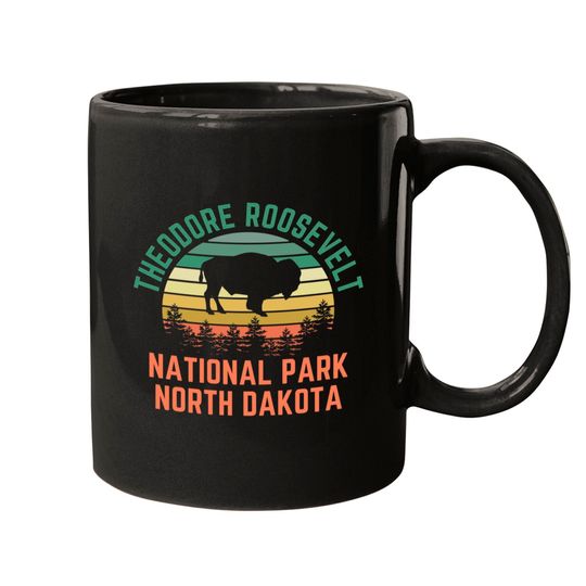 Roosevelt Mugs Theodore Roosevelt National Park North Dakota Buffalo Retro