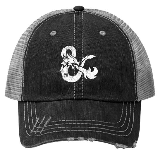 Unisex D&D Trucker Hats|Geek Trucker Hat|Dungeons and Dragons Gift|Distressed Dnd Logo