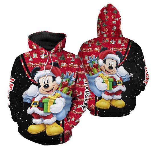 Mickey Mouse Red Christmas Disney 3D Hoodie