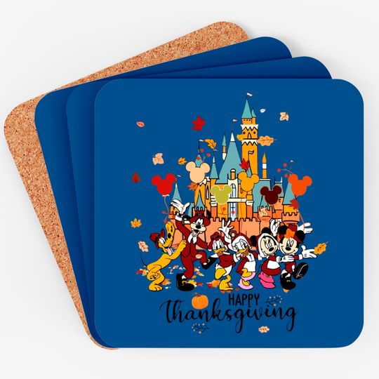 Comfort Disney Characters Happy Thanksgiving Coasters