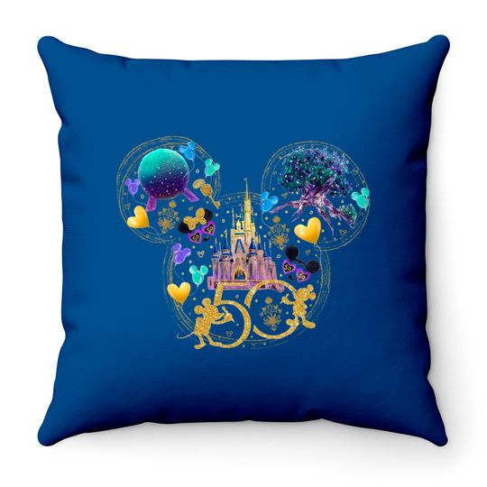 Disney 50th Anniversary Celebration Throw Pillow, Disney Vacation Throw Pillows