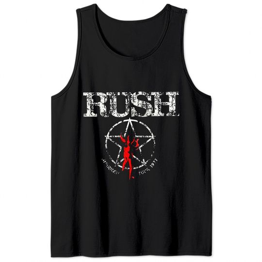 Vintage Red Design Rush Band Logo Tank Tops.