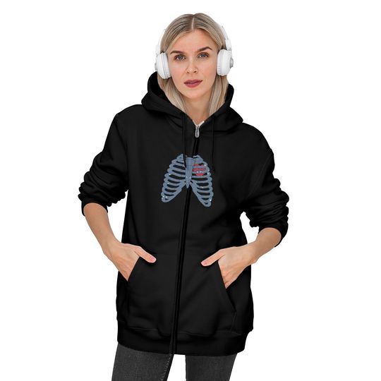 Versailles rib cage rhinestone zip up hoodie