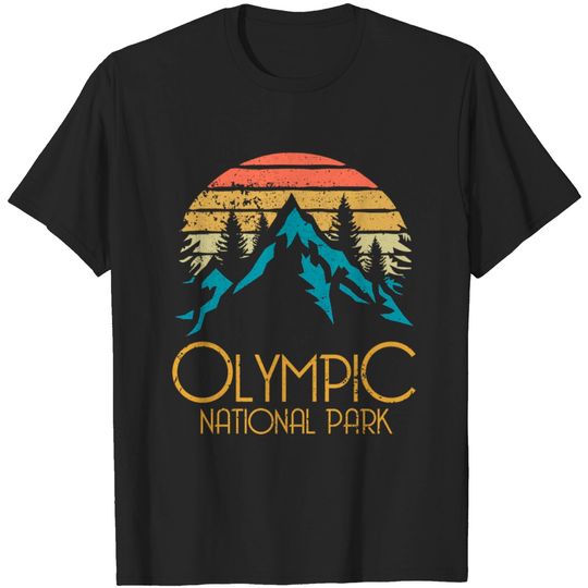 Retro Olympic National Park Washington Mountains T-shirt
