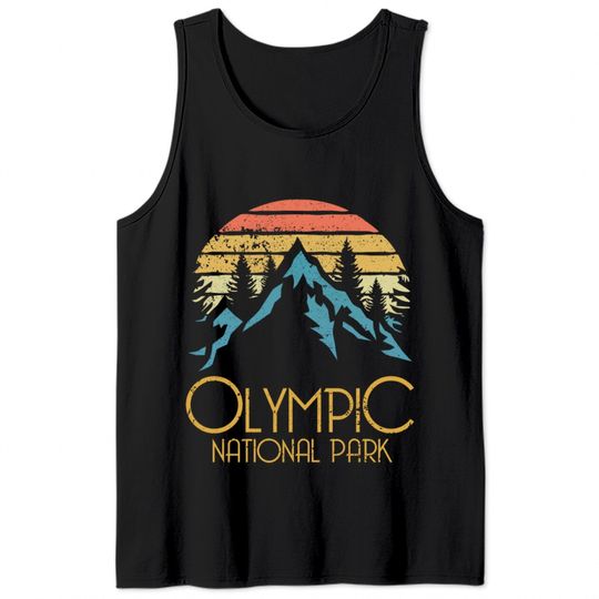 Retro Olympic National Park Washington Mountains Tank Tops
