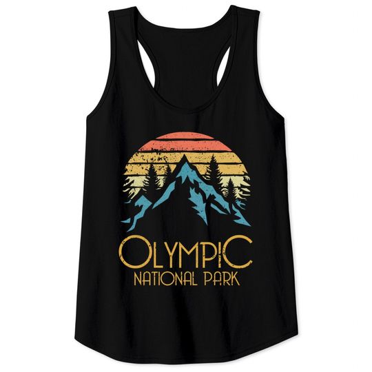 Retro Olympic National Park Washington Mountains Tank Tops