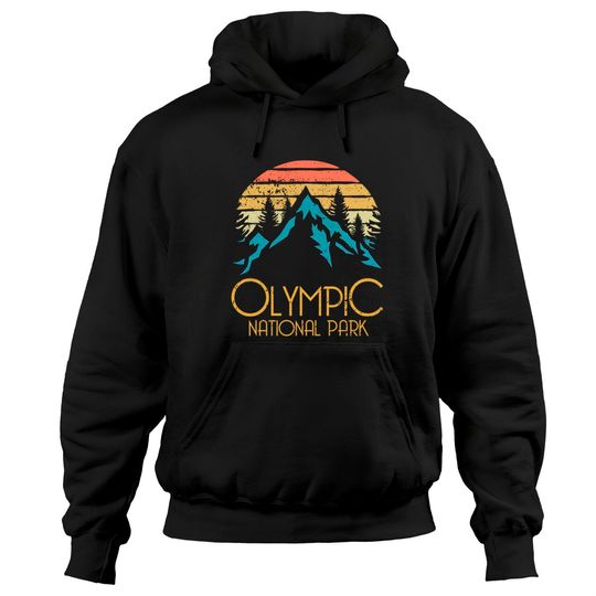 Retro Olympic National Park Washington Mountains Hoodies