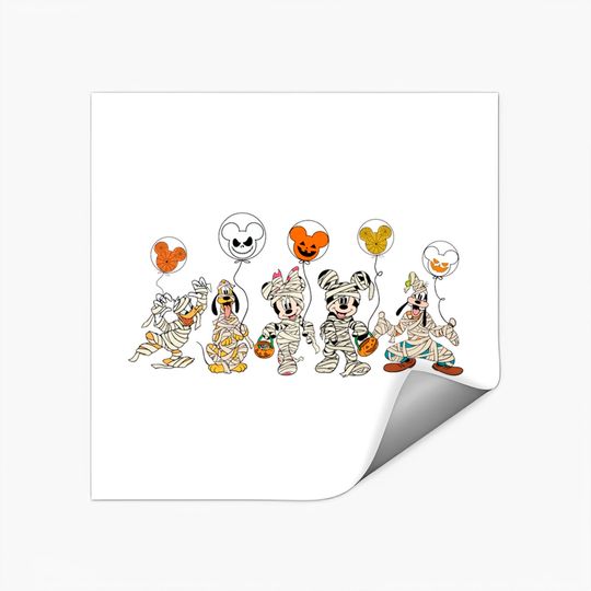 Disney Characters Halloween Stickers, Mickey Skeleton Halloween Stickers, Disney Halloween Stickers