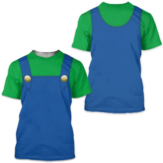 Luigi Super Mario Bros Costume Halloween Cosplay 3D T-Shirt