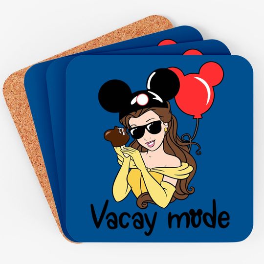 Belle Vacay Mode Coasters, Beauty and the Beast Characters Coasters, Belle Disney World Coasters