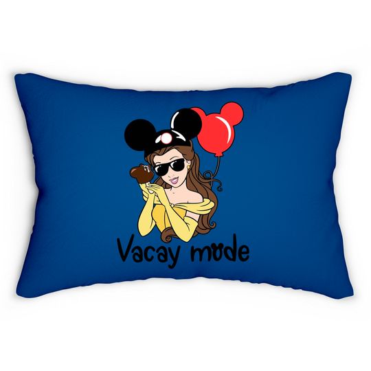 Belle Vacay Mode Lumbar Pillows, Beauty and the Beast Characters Lumbar Pillows, Belle Disney World Lumbar Pillows