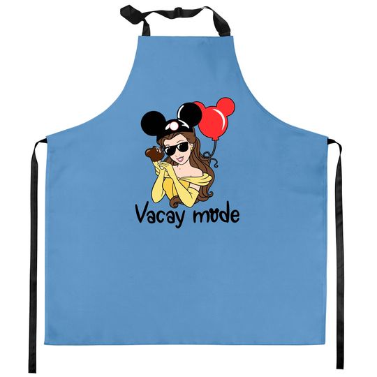 Belle Vacay Mode Kitchen Aprons, Beauty and the Beast Characters Kitchen Aprons, Belle Disney World Kitchen Aprons