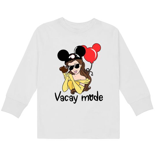 Belle Vacay Mode Kids Long Sleeve T-Shirts, Beauty and the Beast Characters Kids Long Sleeve T-Shirts, Belle Disney World Kids Long Sleeve T-Shirts