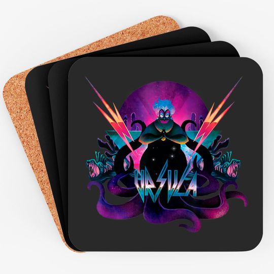 Disney Villains Ursula 90s Rock Band Neon Coasters