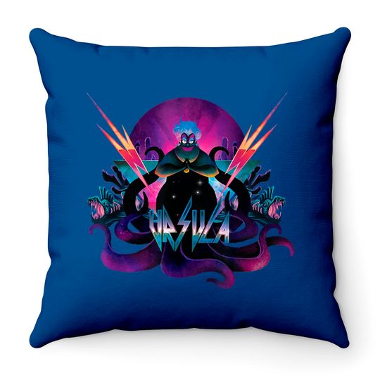 Disney Villains Ursula 90s Rock Band Neon Throw Pillows