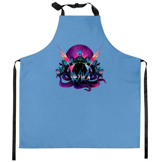 Disney Villains Ursula 90s Rock Band Neon Kitchen Aprons