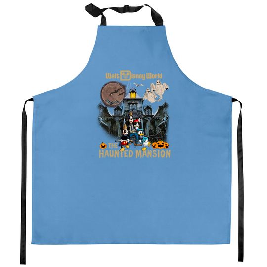 Vintage Disney Ride Kitchen Aprons, Vintage Haunted Mansion Comfort Kitchen Aprons, Mickey Halloween Kitchen Aprons
