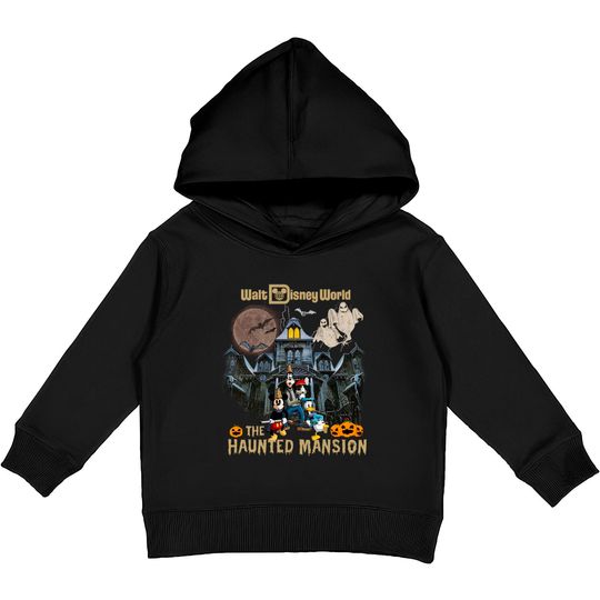 Vintage Disney Ride Kids Pullover Hoodies, Vintage Haunted Mansion Comfort Kids Pullover Hoodies, Mickey Halloween Kids Pullover Hoodies