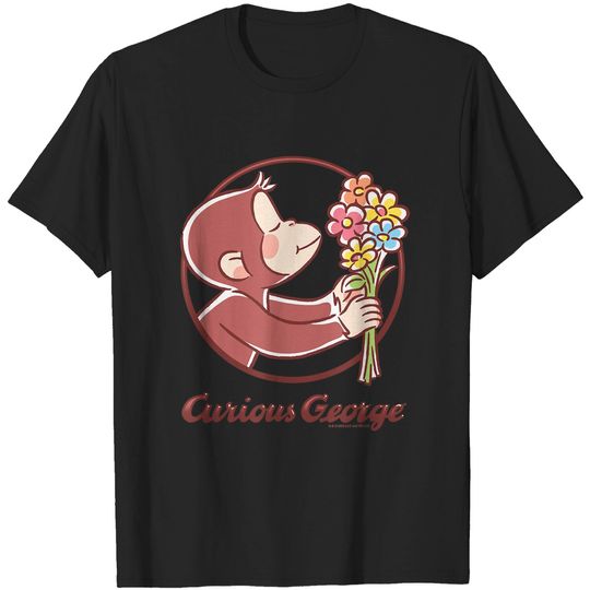 Curious George Flower Bouquet Poster T-Shirt T-Shirts
