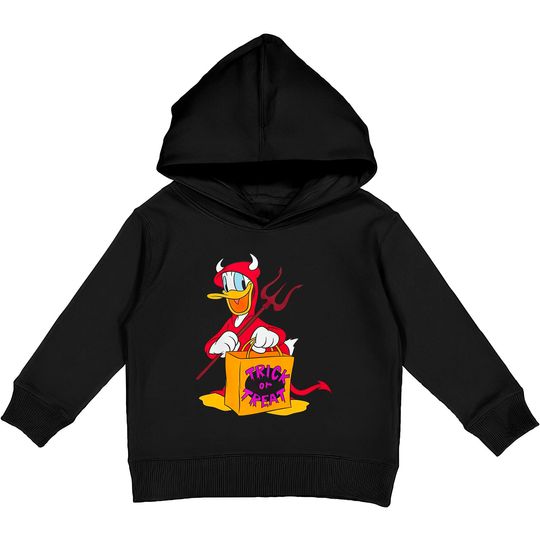 Disney Halloween Donald Duck Devil Trick or Treat Kids Pullover Hoodies Unisex Gift Kids Pullover Hoodies