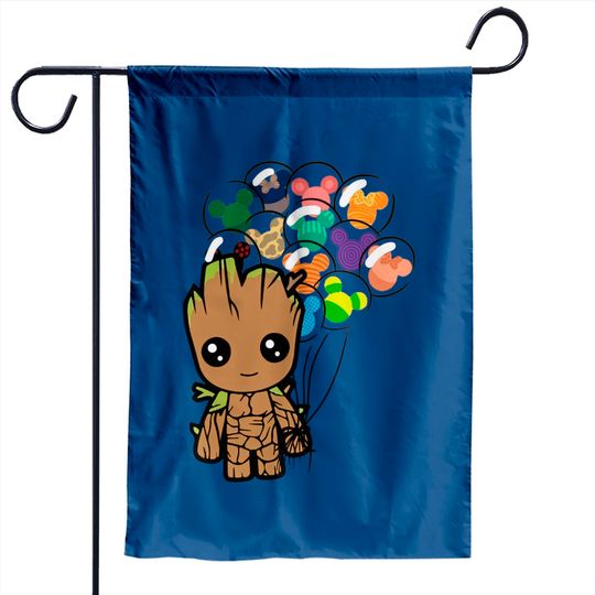 Disney BABY GROOT Garden Flags, Disney Groot With Mickey Balloon Garden Flags