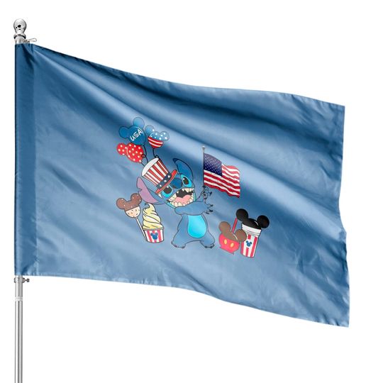 Stitch American 4th Of July House Flags, Disney Patriotic House Flags, Mickey US Flag, Funny 4th Of July House Flags, Disney Family House Flags, Memorial Day House Flags