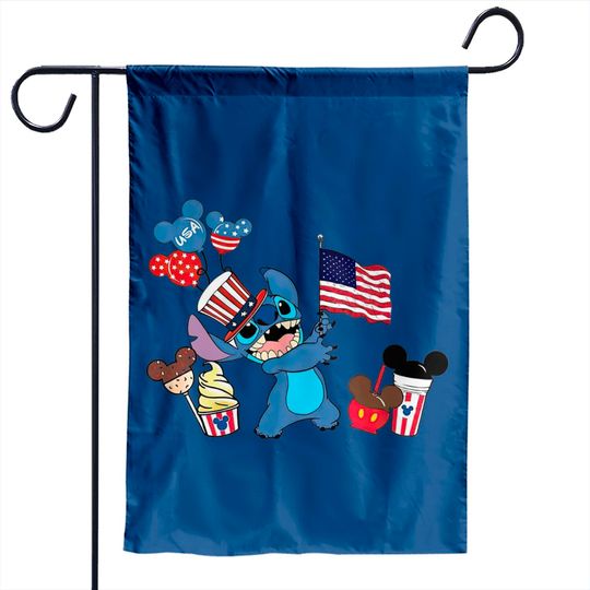 Stitch American 4th Of July Garden Flags, Disney Patriotic Garden Flags, Mickey US Flag, Funny 4th Of July Garden Flags, Disney Family Garden Flags, Memorial Day Garden Flags