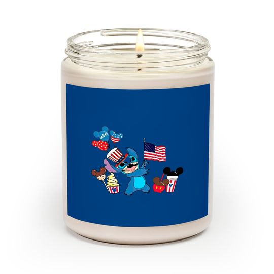 Stitch American 4th Of July Scented Candles, Disney Patriotic Scented Candles, Mickey US Flag, Funny 4th Of July Scented Candles, Disney Family Scented Candles, Memorial Day Scented Candles