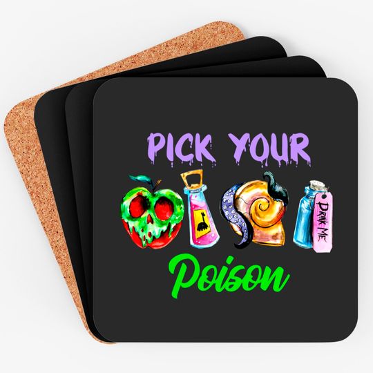 Pick Your Poison Coasters, Disney Villain Coasters, Halloween Coasters