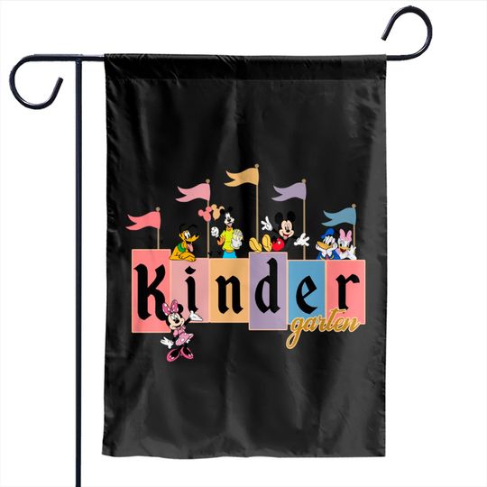 Disney Back To School Garden Flags, Disney Kindergarten Garden Flags, Disney Grad Garden Flags