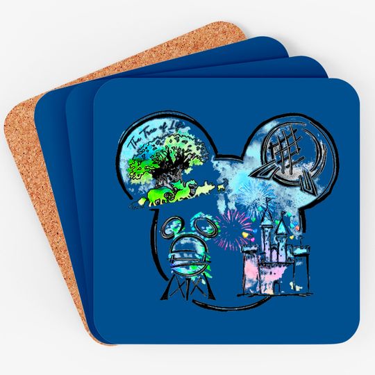 Disney Watercolor Coasters, Disney Animal Kingdom Coasters, Disney Epcot Coasters, Disney Castle Coasters, Hollywood Studios Coasters, Disneyland Coasters