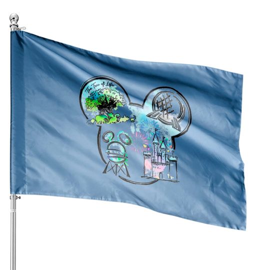Disney Watercolor House Flags, Disney Animal Kingdom House Flags, Disney Epcot House Flags, Disney Castle House Flags, Hollywood Studios House Flags, Disneyland House Flags