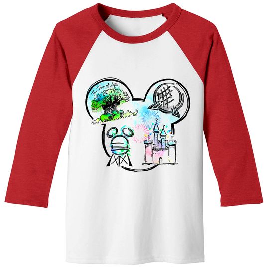 Disney Watercolor Baseball Tees, Disney Animal Kingdom Baseball Tees, Disney Epcot Baseball Tees, Disney Castle Baseball Tees, Hollywood Studios Baseball Tees, Disneyland Baseball Tees