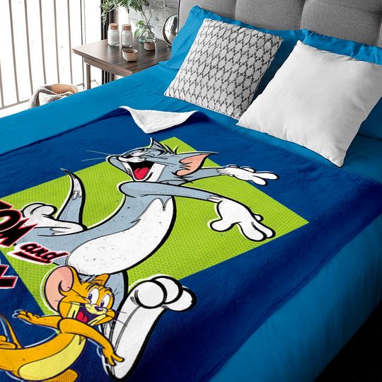 Tom And Jerry Baby Blankets Kids Tom And Jerry Retro Style Green Box Portrait
