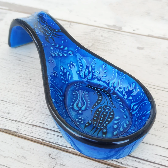 Ceramic Spoon Rest Handmade Spoon Holder, Kitchen Utensil Holder