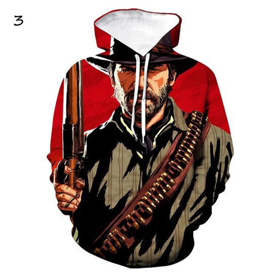 Popular Game Hoodies Red Dead Redemption 2 3D Print Hooded Sweatshirt