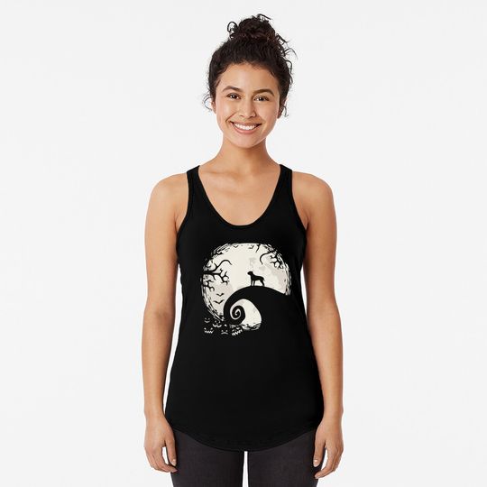 Cane Corso Dog and Moon Howl In Forest Dog Halloween Party Tank Tops