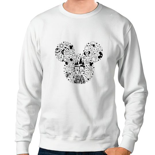 Mickey doodle Sweatshirts, Disney Sweatshirts for women, Disneyworld Sweatshirts, vacation Sweatshirts, unisex fit, its a small world design