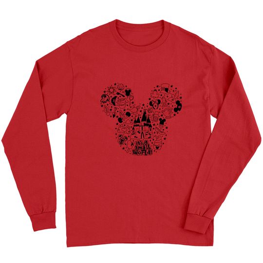 Mickey doodle Long Sleeves, Disney Long Sleeves for women, Disneyworld Long Sleeves, vacation Long Sleeves, unisex fit, its a small world design
