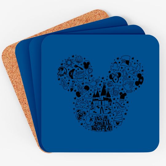 Mickey doodle Coasters, Disney Coasters for women, Disneyworld Coasters, vacation Coasters, unisex fit, its a small world design
