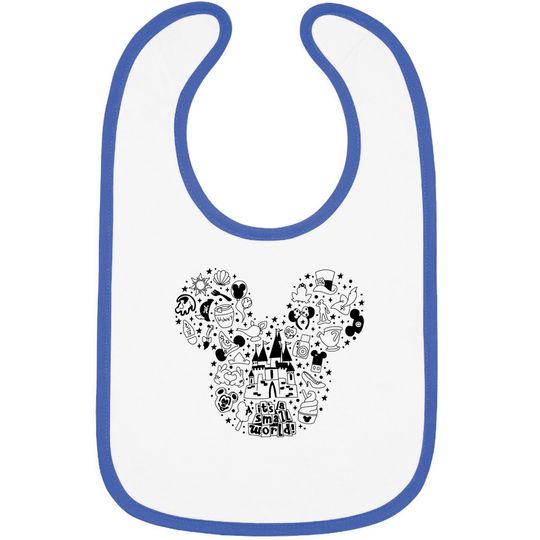 Mickey doodle Bibs, Disney Bibs for women, Disneyworld Bibs, vacation Bibs, unisex fit, its a small world design