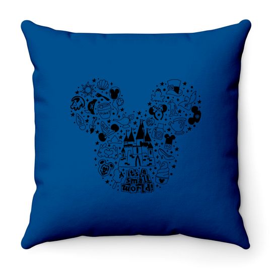 Mickey doodle Throw Pillows, Disney Throw Pillows for women, Disneyworld Throw Pillows, vacation Throw Pillows, unisex fit, its a small world design