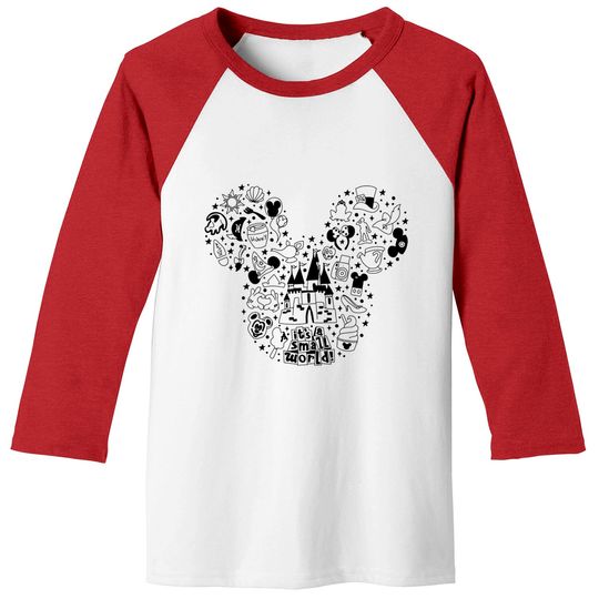 Mickey doodle Baseball Tees, Disney Baseball Tees for women, Disneyworld Baseball Tees, vacation Baseball Tees, unisex fit, its a small world design
