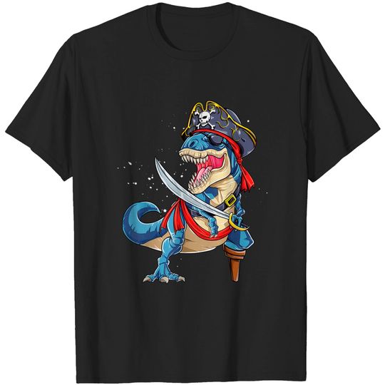 One Piece Jolly Roger T-shirt Dinosaur T rex Pirate T shirt Jolly Roger Halloween Gifts