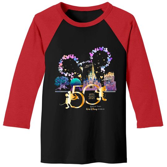 Disney World 50'th Anniversary Shirt, Disney 50'th Anniversary Baseball Tees