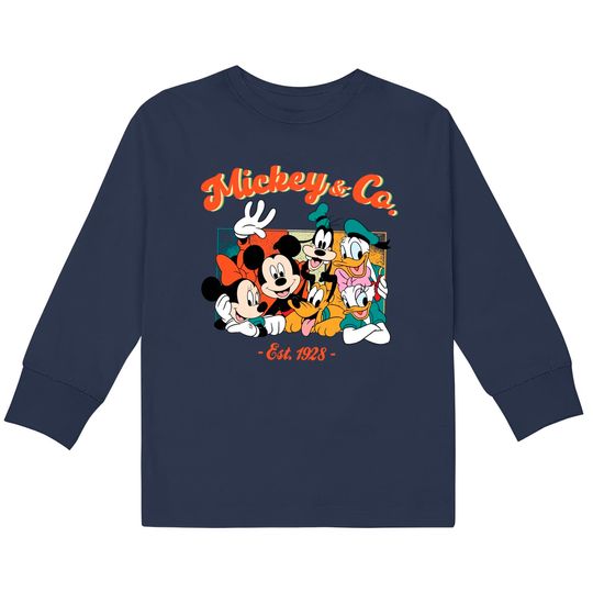 Disney Vintage Kids Long Sleeve T-Shirts, Mickey & Co Est 1928 Kids Long Sleeve T-Shirts, Mickey Vintage Kids Long Sleeve T-Shirts, Mickey Retro Kids Long Sleeve T-Shirts, Disney Retro Kids Long Sleeve T-Shirts, Disneyland Kids Long Sleeve T-Shirts