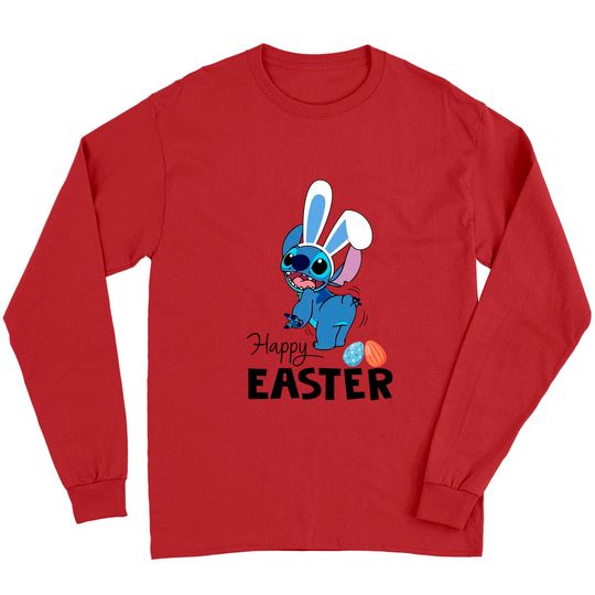 Stitch Happy Easter Long Sleeves, Disney Easter Egg Long Sleeves, Lilo & Stitch Easter Long Sleeves, Family Easter Stitch Bunny Long Sleeves