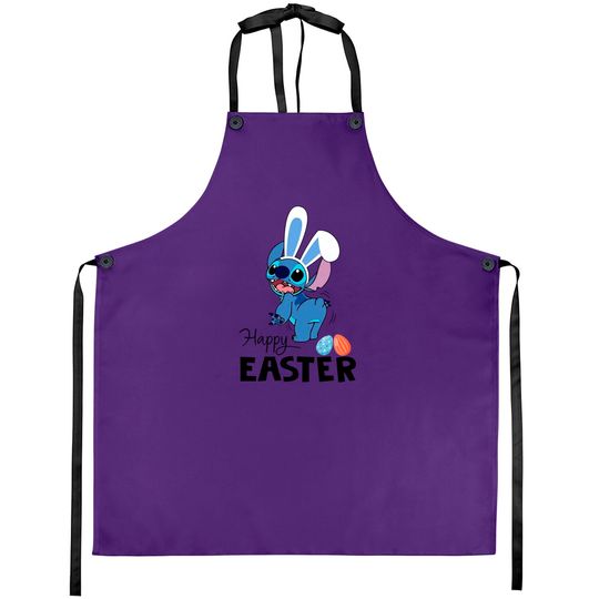 Stitch Happy Easter Aprons, Disney Easter Egg Aprons, Lilo & Stitch Easter Aprons, Family Easter Stitch Bunny Aprons