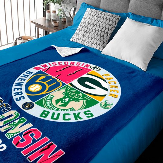 Wisconsin and Packers and Brewers and Bucks Wisconsin Sport 1948 2022  Baby Blankets