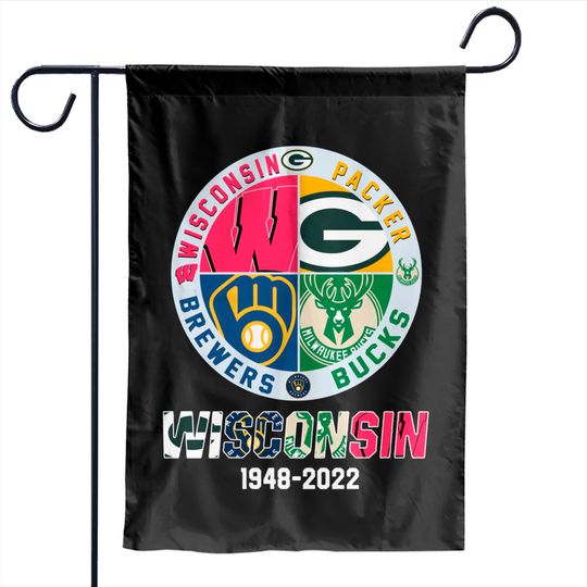 Wisconsin and Packers and Brewers and Bucks Wisconsin Sport 1948 2022  Garden Flags